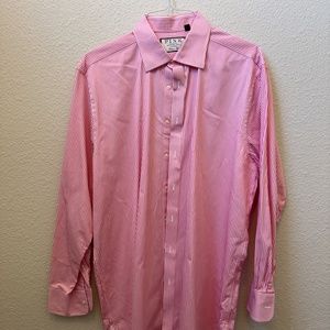 Thomas Pink Regular Cuff Striped Spread Collar Shirt (17.5/35.5, Pink/White)